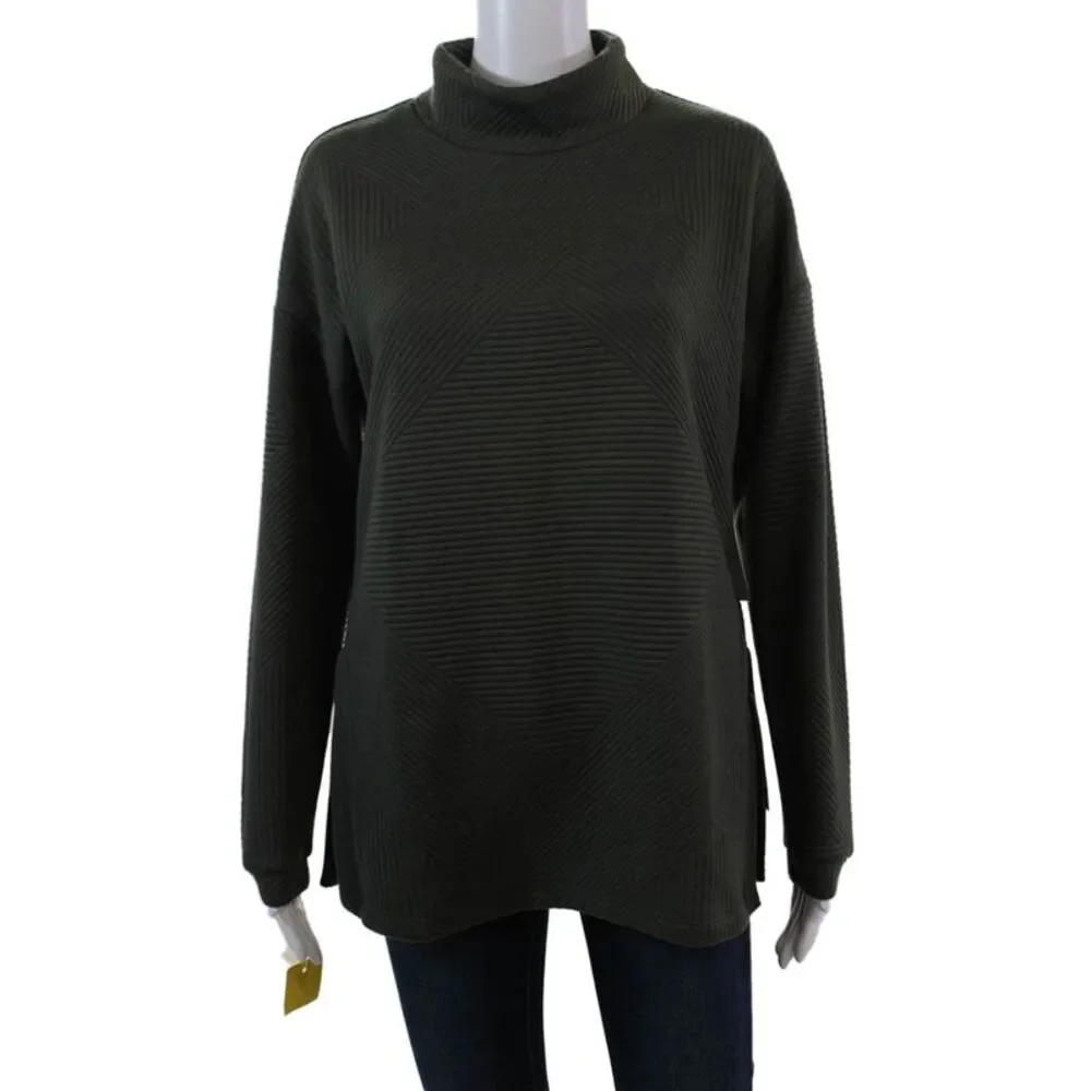 Tribal Womens Long Sleeves Pullover Turtleneck Sweater Green Size Extra Small